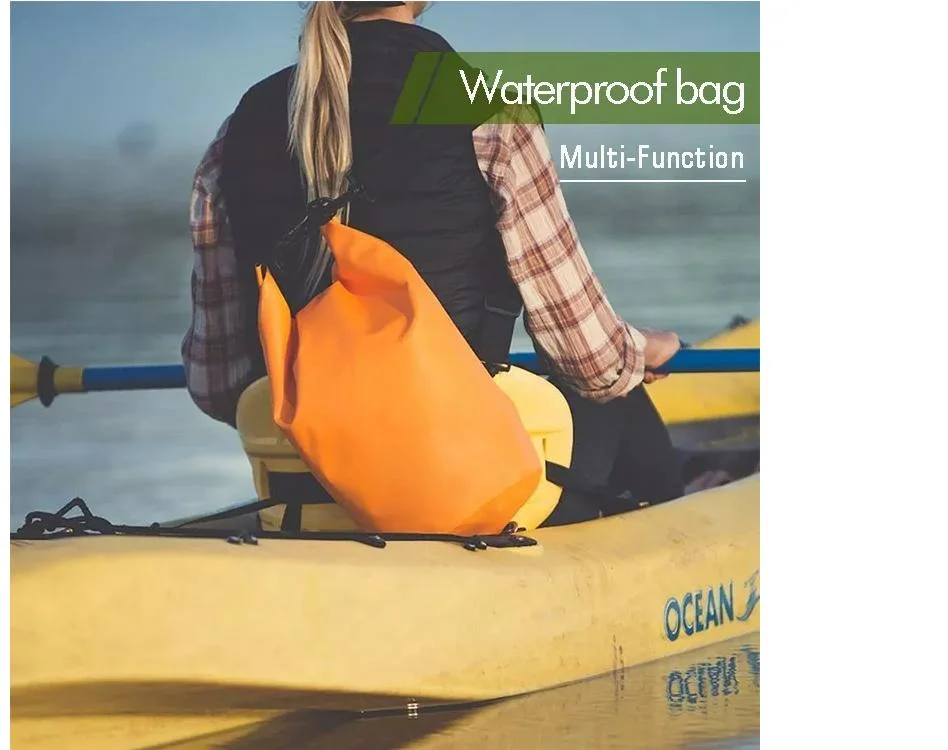 Yellow Customized Waterproof Dry Bag Boating Roll Top Backpack with Transparemt Window