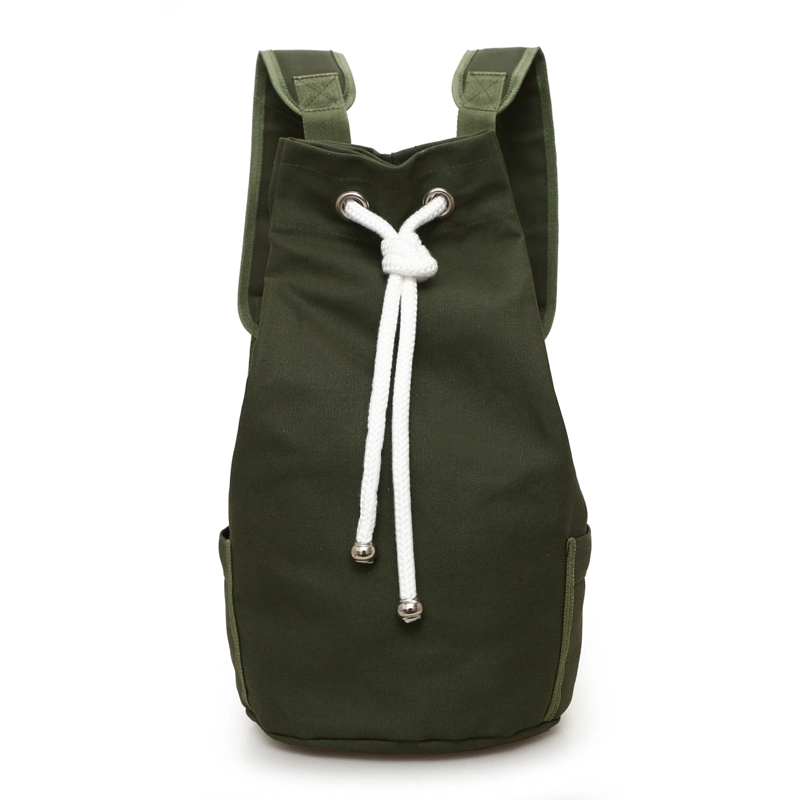 Canvas Drawstring Backpack Solid Color Cycling Sports Shoulder Bag