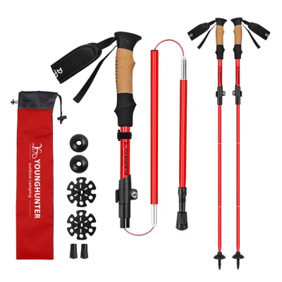 Foldable Ultralight Adjustable Aluminium Alloy Hiking Stick Trekking Pole Twist Lock Alpenstock