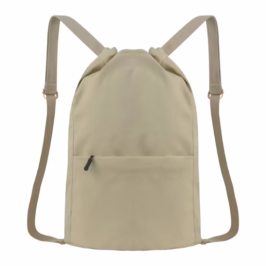 Canvas Drawstring Backpack Solid Color Cycling Sports Shoulder Bag